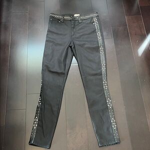 Alice + Olivia Black Embellished Jeans